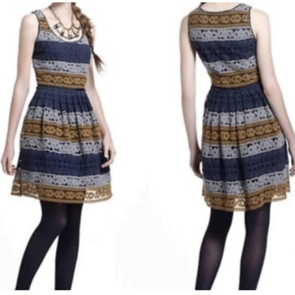 Anthropologie Maeve Crochet Colorblock Dress SzS - Picture 2 of 9